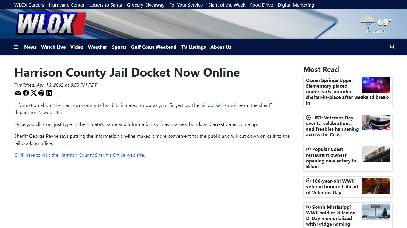 Harrison County Jail Docket Now Online - WLOX